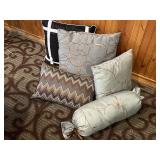 (5) Throw Pillows, Bolster Pillow, Machine