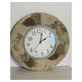 Grapes 'n Pears Faux Stone Framed Wall Clock