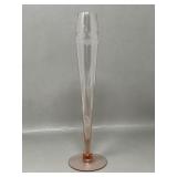 Handblown & Etched Glass Stem Vase Depression