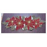 Beaded Poinsettia Christmas Table Scarf Runner