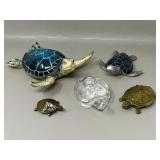 Collection of Turtle Figurines Glass Paperweight,