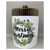 Stoneware Christmas Wreath Cookie Jar Canister