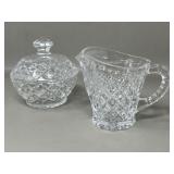 Pressed Glass Cream & Sugar Bowl w Lid Creamer