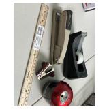 Stapler, Tape Dispenser, Pencil Sharpener, Ruler,