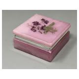 Vintage Pink Alabaster Wild Violet Trinket Box As-