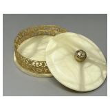 Vintage Italian Alabaster & Goldtone Trinket Box