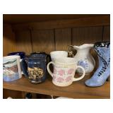 Vintage Coffee Mugs, Resin Boot Figurine, Ceramic