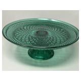 Anchor Hocking Wexford Green Glass Cake Plate