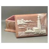 1970s Incolay Stone Lighthouse Jewelry Box