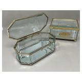Etched Glass Coffin Case Trinket Boxes Jewelry