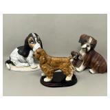 Ceramic Dog Figurines Basset Hound, Setter, Boxer
