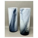 Pair of Libbey Marbelique Cobalt Vases Vase