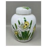 Vintage Daffodil Lidded Ginger Jar