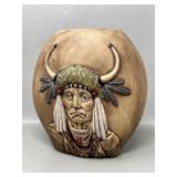 Vintage Handpainted Native American Inspired Vase