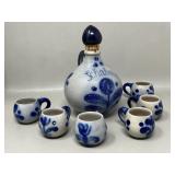Vintage German Salt Glazed Decanter Set Shots