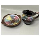 Rainbow Glaze Ceramic Creamer on Plate