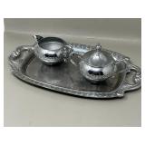 Chromeplated Cream and Sugar Set Sugar Bowl Tray