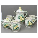 Lefton Rustic Daisy Tea Set Teapot Cream Sugar