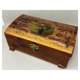 Hand Carved Cedarwood Vintage Jewelry Box