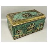 Western Germany Schooner Tin Box Wood Lined