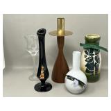 Midcentury Smalls Swung Vase Bud Vase, Walnut