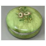 Vintage Alabaster Daisy Applique Trinket Box