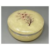 Vintage Alabaster Cherry Blossom Trinket Box