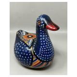 Vintage Terra Cotta Hand Painted Duck Figurine