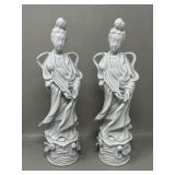 Pair of Quan Yin Kwan Guanyin Buddhist Figurines