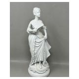 Vintage Bisque Porcelain Lady w Fan Statue