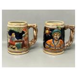 Pair of Japanese Ceramic Beer Stein Mugs
