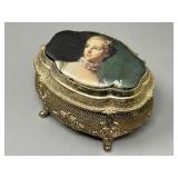 Vintage Metal Jewelry Box Music Box Female
