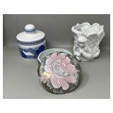 Porcelain Trinket Box, Harry & David Jar, Angel