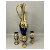 As Found Cobalt Bohemian Decanter w Cordial