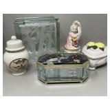 Glass Block Bank, Coffin Case, Ginger Jar,