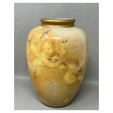 Reverse Decoupage Glass Cherub Vase Vintage