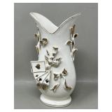 Delicate Porcelain Playing Card Bird Motif Vase