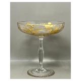 Antique Moser Style Gold on Glass Tazza Pedestal B