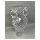 Clear Swirled Art Glass Amphora Handled Vase