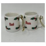 Set of 4 Glittered Vintage Glass Christmas