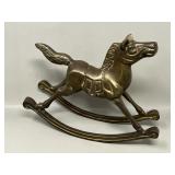 Heavy Solid Brass Rocking Horse Figurine Statue