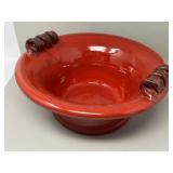 Heavy Pottery Red Ceramic Centerpiece Bowl