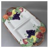 Vintage Fitz & Floyd Ceramic Garden Basket Divided