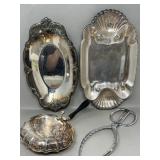 Vintage Silverplate Crumb Butler, Shell Motif Tray