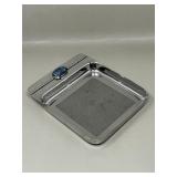 Inlaid Sodalite Cabochon in Stainless Steel Tray,