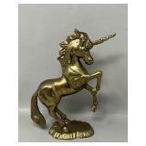 Heavy Solid Brass Vintage Rearing Brass Unicorn
