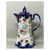 Antique Japanese Flow Blue Porcelain Chocolate Pot
