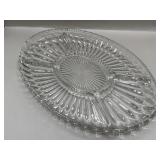 Oval Sunburst Separated Serving Tray Glass