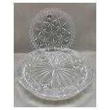 Pair of Block Crystal Footed Decorative Plates