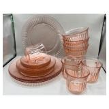 set for 4 Vintage Fortecrisa Mexican Pink Ribbed